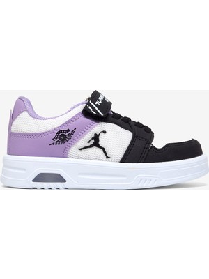 Tonny Black Çocuk Unisex Siyah Lila Kauçuk Taban Cırtlı Işıklı Sneaker
