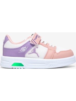 Tonny Black Çocuk Unisex Pudra Lila Beyaz Kauçuk Taban Cırtlı Işıklı Sneaker