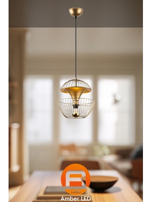 UltraMint Parlak Gold Metal Sarkıt, E27 Uyumlu, Yatak Odası ve Salon Aydınlatması