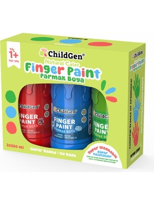 ChildGen 3'lü Parmak Boya Seti (Mavi-Yeşil-Kırmızı) Süper Yıkanabilir 3 x 350 ml