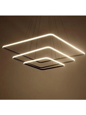 UltraMint Modern Kare Siyah Kasa Beyaz LED Avize, Şık ve Şeffaf Aydınlatma