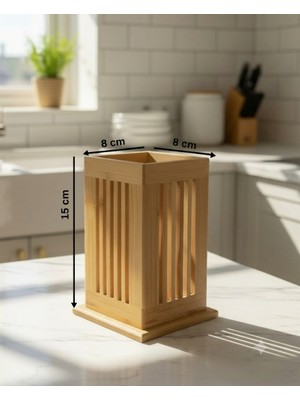 Formzen Tezgah Masa Üstü Bambu Kaşıklık Organizer Çok Amaçlı Düzenleyici 15 x 8 x 8 cm