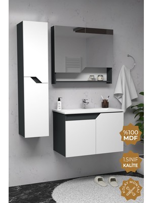 Teta Home Napoli 80 cm Mdf Banyo Dolabı Seti + Boy Dolabı