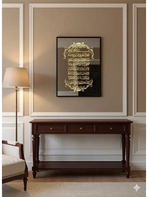 Simidil Design Nur-U Kelam Ayetel Kürsi Işıklı Dekoratif Ayna Tablo Lazer Kumlama Dekoratif Gece Lambası 50X35CM