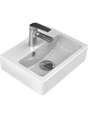 Turkuaz Mini Lavabo 28 cm Beyaz Renk ile Modern Tasarım ve Kolay Temizlik Özellikli