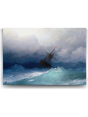 Die Grup Ivan Ayvazovski - Fırtınalı Denizde Gemi Tablosu - 140X100CM