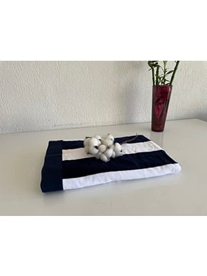 Die Grup Plaj  Havlu, Havuz ve Plaj, Cabana Çizgili Tek Taraflı Havlu ve Tek Taraflı Kadife 81 cm x 177 cm Mavi Beyaz (1)