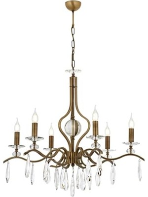 Die Grup AV-60394-6E Eskitme Kaplama Klasik Avize E14 Metal Kristal 80CM