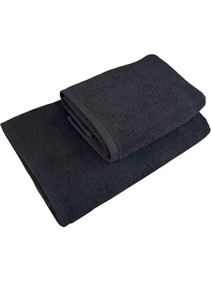 Die Grup %100 Pamuk Siyah Havlu Ikili Set Banyo (70X140 Cm) ve El (50X90 Cm) Havlusu - Ev, Spor ve Seyahat Için Mükemmel Süper Emici ve Dayanıklı