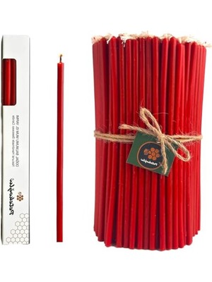 Die Grup Petekoğlu Balmumu Mum Dilek Mumu Doğal Petek Ince Uzun Parti Nişan Düğün Ritüel Doğum Günü Mum 15 Adet Beeswax Candle (Kırmızı)          [enerji Sınıfı A+++]