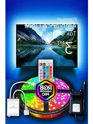 Die Grup 3 Metre Tv Arkası Tak Çalıştır Rgb LED 16 Renkli 4 Animasyonlu Yatak Odası Mutfak Lambader