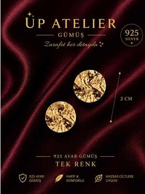 Up Atelier 925 Ayar Gümüş Yuvarlak Gold Tasarım Model Küpe