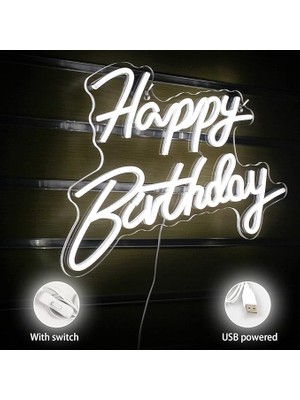 Özel Happy Birthday Neon LED Işık USB ve Pilli Doğum Günü Parti Dekorasyonu Duvar Süsü Neon Aydınlatma