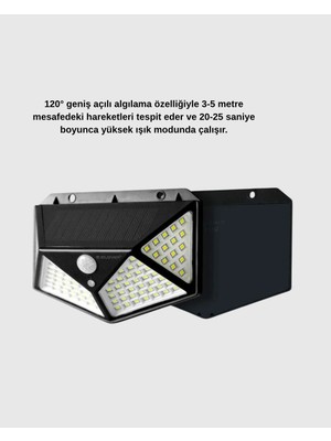 Uravas Store Güneş Enerjili 100 LED Dış Mekan Lamba – Hareket Sensörlü, 2200MAH Bataryalı Solar Aydınlatma