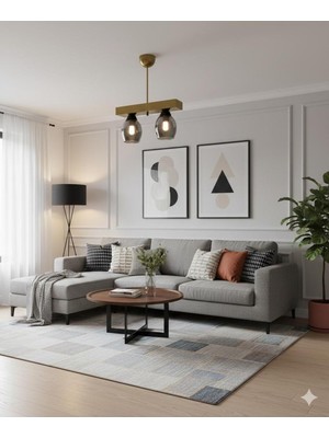 UltraMint 2'li Oval Füme Camlı Gold Krom Modern Avize, Şık ve Şık Aydınlatma