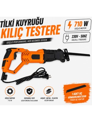 Badem10 Profesyonel Tilki Kuyruğu Kılıç Testere 710W Elektrikli Ahşap Metal Kesim Makinesi Hızlı Kesim