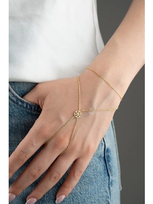 Nereze 925 Ayar Gümüş Gold Kaplama Kartanesi Model Şahmeran Bileklik