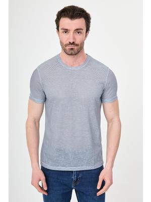 MCR Desenli Slim Fit Bisiklet Yaka Ince Kumaş Kısa Kol Erkek T-Shirt