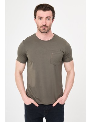 MCR Düz Slim Fit Cepli Bi-Stretch Interlok T-Shirt