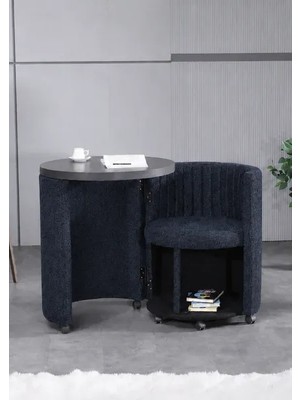Meşe Home Marvel Tezgahlı Depolama Alanlı Tekerlekli Kumaş Puf - Bench
