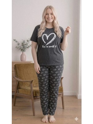 LXL Kadın Büyük Beden Yazlık Pijama Takımı Ikili Takım
