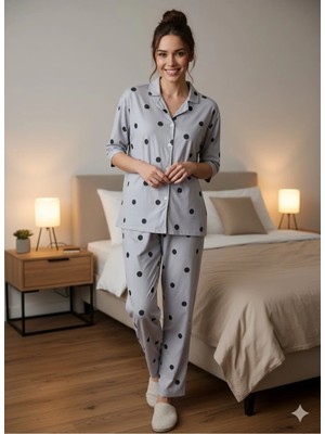 LXL Kadın Düğme Detaylı Pijama Takımı