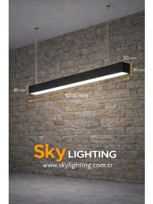 UltraMint 3000K Siyah Kasa Lineer 100CM Sarkıt LED Avize - Salon ve Mutfak Için