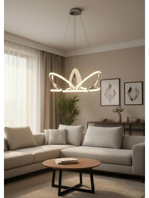 UltraMint Renkli 4+1 Lotus Çiçeği LED Lüks Avize, Şık ve Modern Aydınlatma