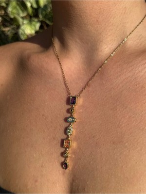 Roha Çelik Gold Chakra Y Kolye