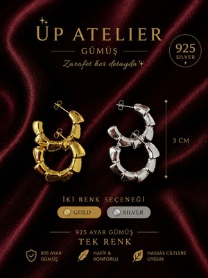 Up Atelier 925 Ayar Gümüş Silver Renk Lujo Model Küpe