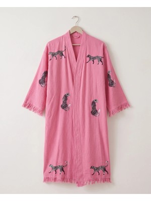 Orbit Müslin Kimono Bornoz, Saçaklı Plaj Elbisesi, Yazlık Sabahlık, Hafif Kurulanma Örtüsü, Spa Hamam Havuz ve Tatil Kullanımı