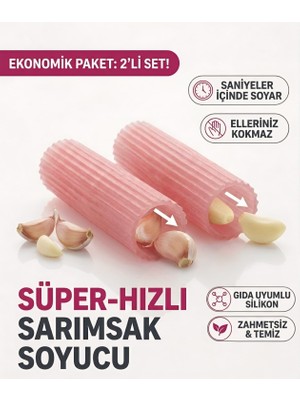Formzen Silikon Sarımsak Soyucu Tüp 2 Adet Kolay Sarımsak Soyma Aparatı Gıda Uyumlu