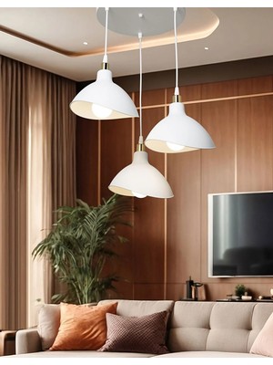 UltraMint Modern 3’lü Tepsili Sarkıt Avize, E27 Duy, Beyaz/füme/bal Renk Seçenekleri