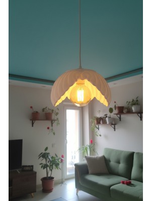 UltraMint Beyaz Tekli Lotus Avize, Salon Için Dekoratif ve Ayarlanabilir Sarkıt