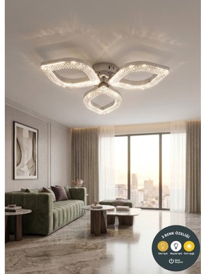 UltraMint Renkli Kristal Damla 3'lü Modern Avize Seti, Salon, Mutfak ve Oda Dekoru