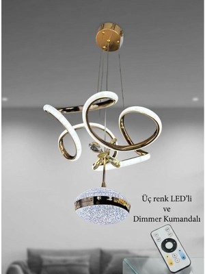 UltraMint Modern Çift Taraflı Gold Avize, Şık ve Kullanışlı Kumandalı Tasarım