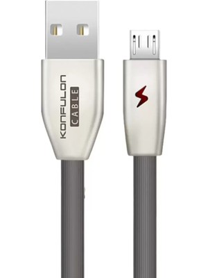 Motto Ticaret Konfulon S53 LED Işıklı Micro USB Kablo 1m 3A - Siyah