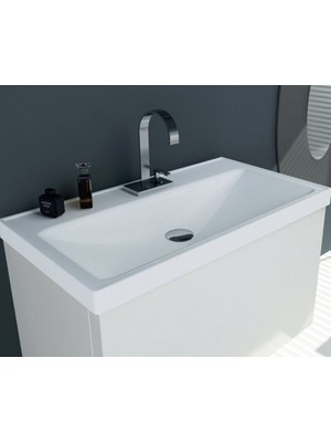 Karen Banyo Sky Beyaz Seramik Dikdörtgen Lavabo 50*38 cm Kolay Temizlik Özelliği ile