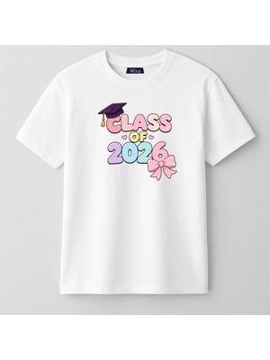 Mixxi Fashion Class Of 2026 Sınıfı Mezuniyet Okul Kısa Kollu Kız Çocuk Tişört (4-13 Yaş)
