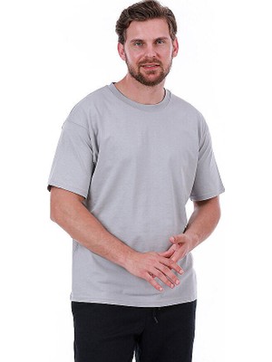 Werroni Baskısız Double Face Kalın Gri Tshirt