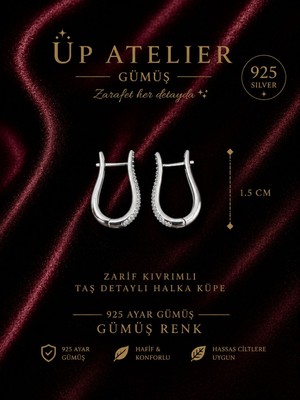 Up Atelier 925 Ayar Gümüş Zarif Kıvrımlı Zirkon Taşlı Halka Model