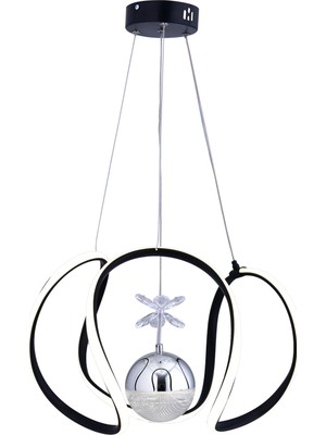 UltraMint Modern Siyah LED Sarkıt Avize, 3 Renkli Yanabilen, Salon ve Oda Şıklığı