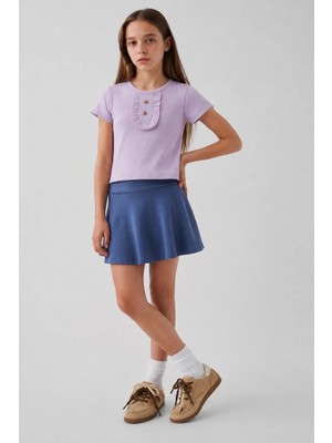Overdo Kız Çocuk Kaşkorse Pamuklu Yuvarlak Yaka T-Shirt