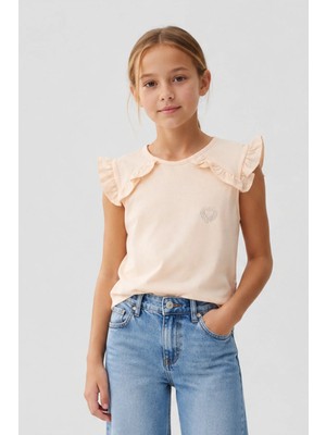 Overdo Kız Çocuk Taş Baskılı Pamuklu Kısa Kol T-Shirt
