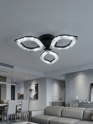 UltraMint 3'lü LED Kristal Avize, Siyah, Çok Renkli, Salon, Mutfak, Yatak, Çocuk Odası