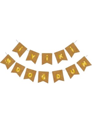 Borapack Iyiki Doğdun Banner Kraft Gold Yazı