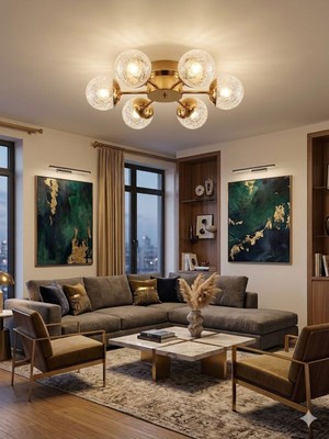 UltraMint Güneş Model Gold 6" Ledli Çok Renkli Kristal Avize, Salon, Mutfak, Yatak, Çocuk