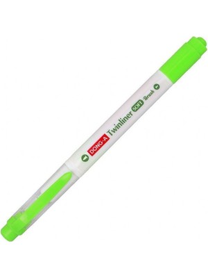 Dong-A Twinliner Soft Fosforlu Fırçalı Kalem Çimen Yeşili Renkli Kırtasiye Ürünü