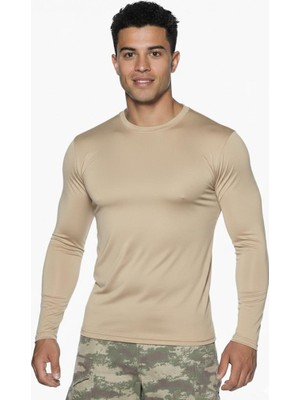 Single Sword Uzun Kol Microfiber T-Shirt - Tişört Renk: Bej Beden: S