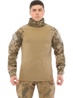 Single Sword Dirseklik Tasarımlı Polo Yaka Unisex Combat Tişört Renk: Piksel Beden: 2xl
